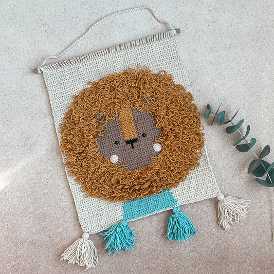 Hanging Crochet Wall Nursery Decor - Lion