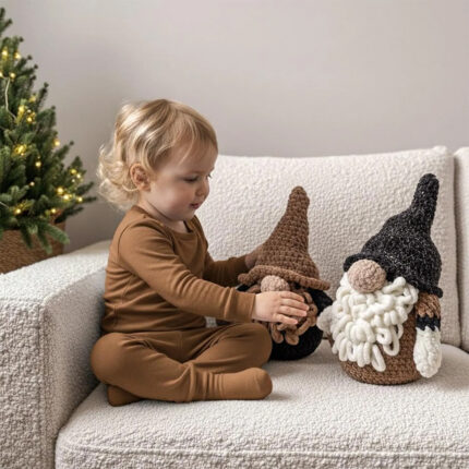 Crochet Plushie Soft Toy, Cuddle Toy – Christmas Gnomes (Set of 2pcs)