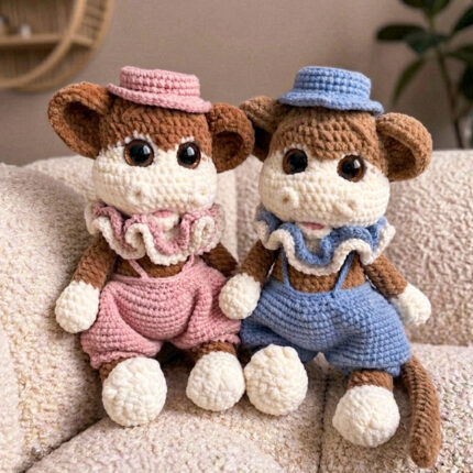 Crochet Plushie Soft Toy – Monkey with Hat